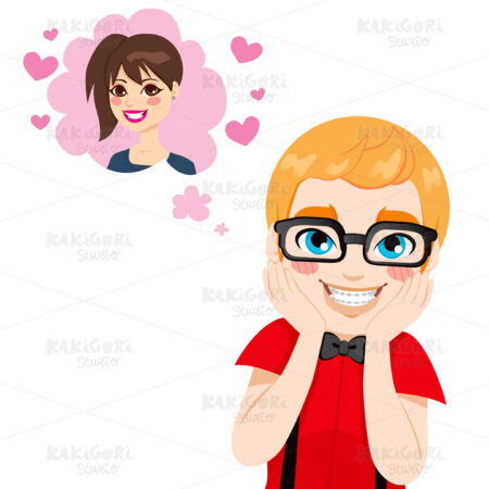 Nerd Guy in Love Clipart Vector Illustration 01210