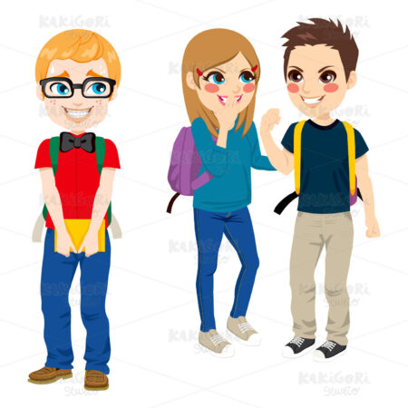 Nerd Student Suffering Bullying Clipart Vector Illustration 01677