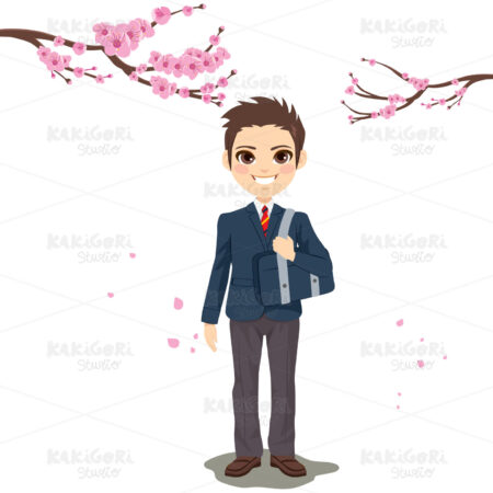 New Year Student Boy Uniform Clipart Vector Illustration 04554