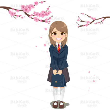 New Year Student Girl Uniform Clipart Vector Illustration 04553