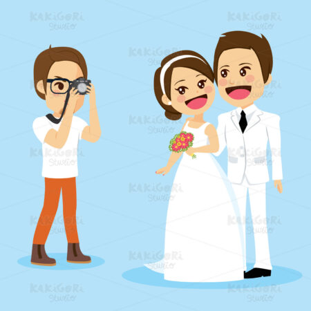 Newlywed Couple Photo Session Clipart Vector Illustration 04683