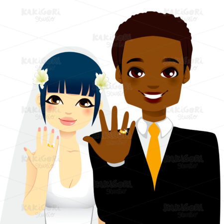 Newlywed Couple Rings Clipart Vector Illustration 01065