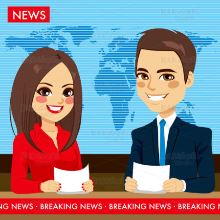 Newscasters Tv News Clipart Vector Illustration 02974