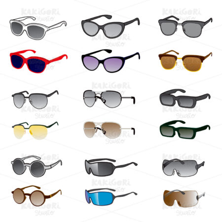 Nine Sunglasses Styles Clipart Vector Illustration 01353