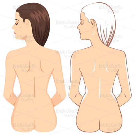 Nude Back Woman Clipart Vector Illustration 03860