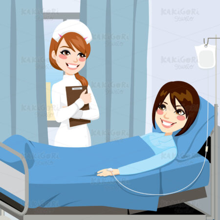 Nurse and Woman Patient Clipart Vector Illustration 01155