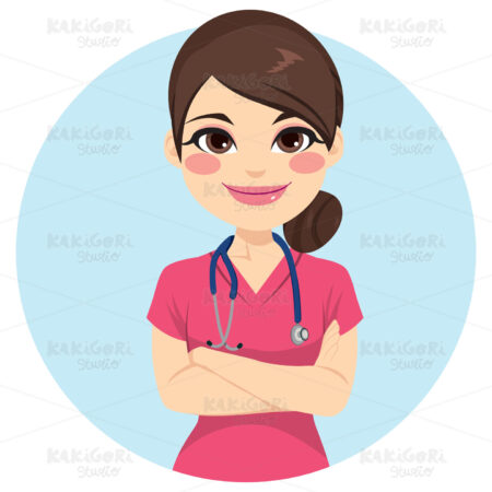 Nurse Pink Uniform Clipart Vector Illustration 03871