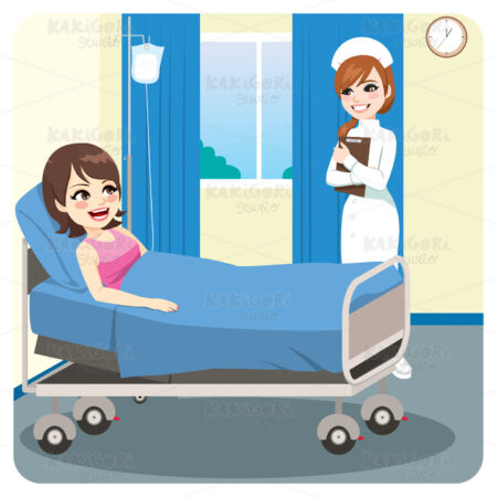 Nurse Smiling At Female Patient Clipart Vector Illustration 04702
