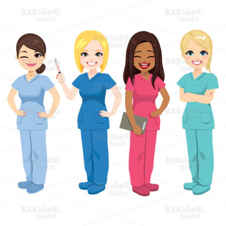 Nurse Team Staff Clipart Vector Illustration 04628