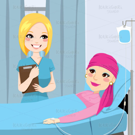 Nurse Visit Senior Woman Clipart Vector Illustration 01225