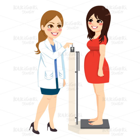 Obstetrician Scale Weight Pregnant Clipart Vector Illustration 04186