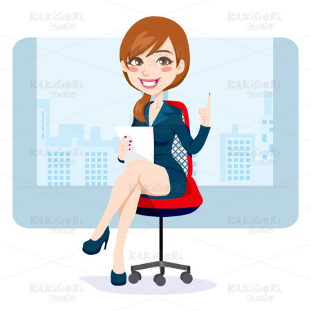 Office Brunette Woman Clipart Vector Illustration 00979