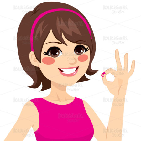 Okay Happy Woman Clipart Vector Illustration 02622
