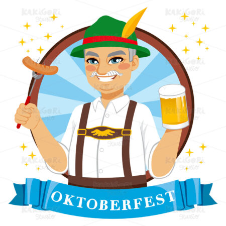 Oktoberfest Beer Man Clipart Vector Illustration 03080