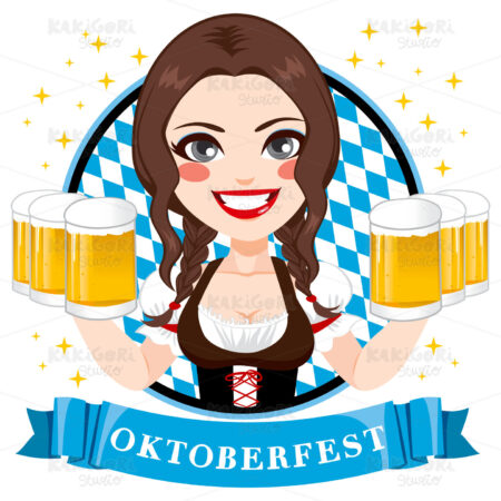 Oktoberfest Beer Waitress Clipart Vector Illustration 03074