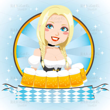Oktoberfest Blond Cutie Clipart Vector Illustration 00622