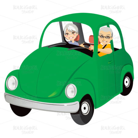 Old Car Couple Clipart Vector Illustration 00823