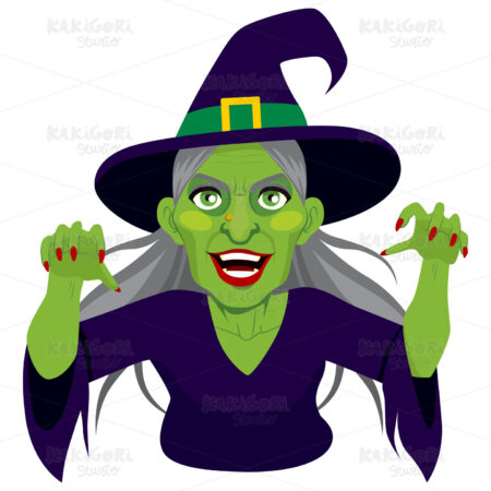 Old Evil Scary Witch Clipart Vector Illustration 02316