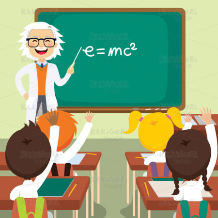 Old Science Teacher Clipart Vector Illustration 04723