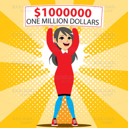One Million Dollar Winner Clipart Vector Illustration 03896