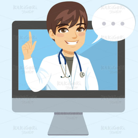 Online Doctor Man Clipart Vector Illustration 04296