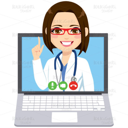 Online Doctor Woman Clipart Vector Illustration 04297