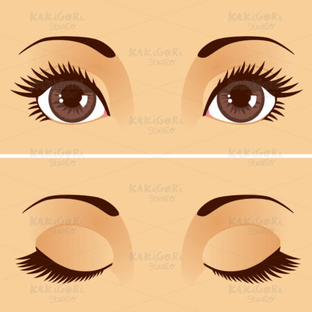 Open Closed Eyes Clipart Vector Illustration 01458