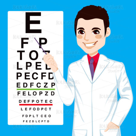 Optician Man Pointing Clipart Vector Illustration 01468