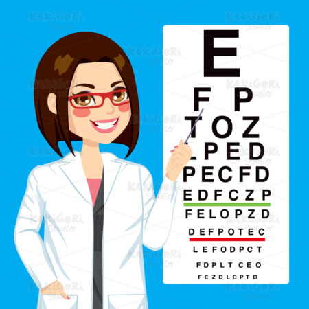 Optician Woman Pointing Clipart Vector Illustration 01469