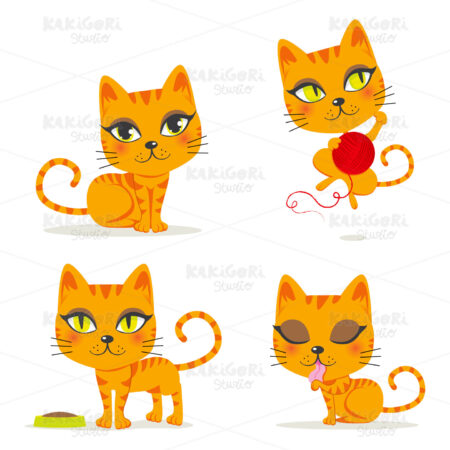 Orange Tabby Cat Clipart Vector Illustration 00676