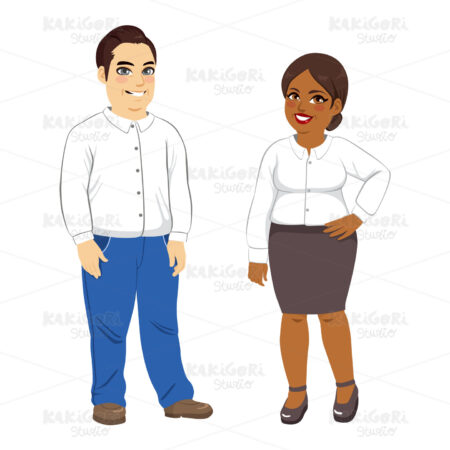 Overweight Man And Woman Clipart Vector Illustration 04024