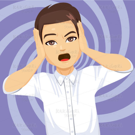 Overwhelmed Frustrated Man Clipart Vector Illustration 04803