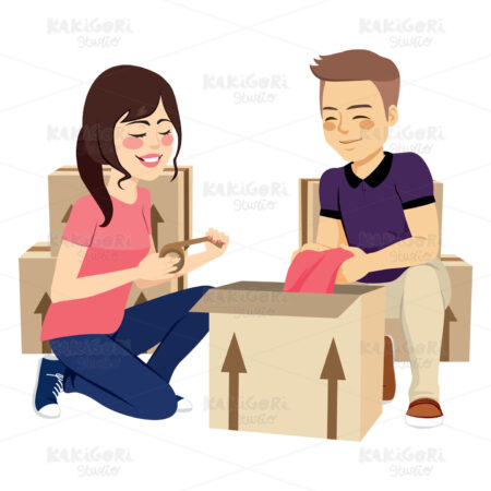 Packing Moving Clipart Vector Illustration 04080