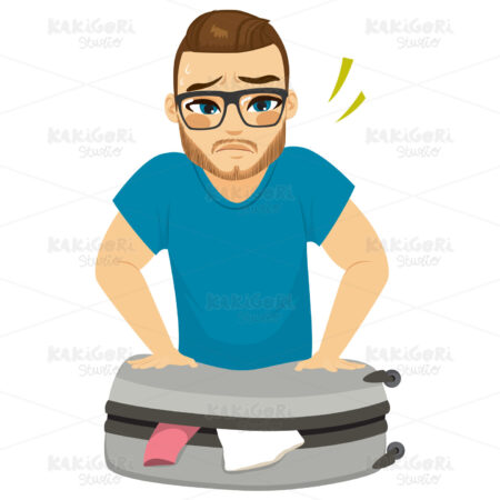 Packing Suitcase Clipart Vector Illustration 03520