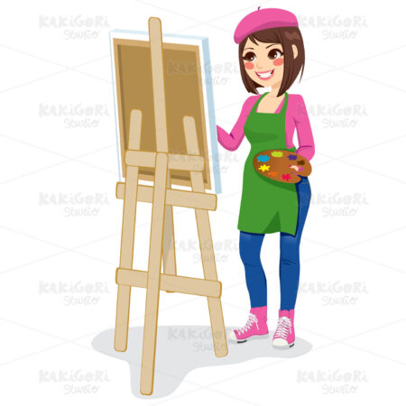 Painter Artist Woman Clipart Vector Illustration 01480