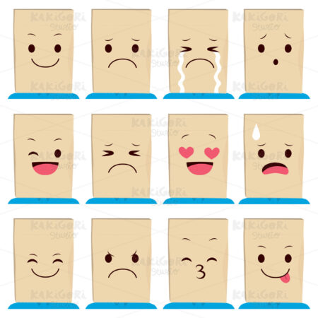 Paper Bag Face Expressions Clipart Vector Illustration 02765