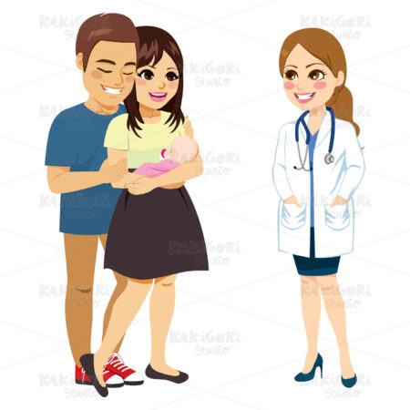 Parents Talking Doctor Clipart Vector Illustration 03902