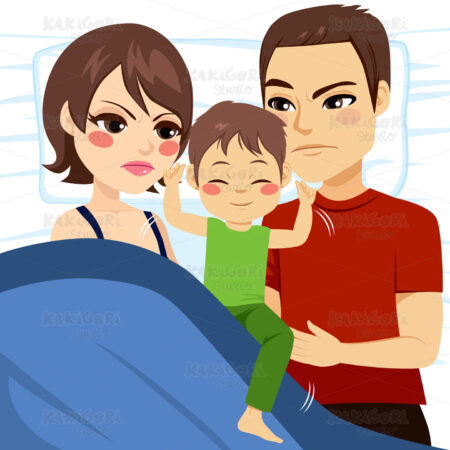 Parents Unable To Sleep Clipart Vector Illustration 03022