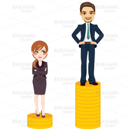 Pay Gap Business People Clipart Vector Illustration 04433
