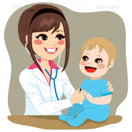 Pediatrician Examining Baby Clipart Vector Illustration 02868