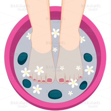 Pedicure Female Feet Spa Bowl Clipart Vector Illustration 03088