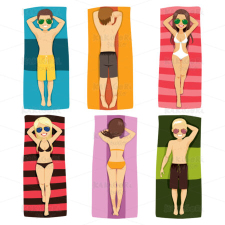 People Towel Beach Clipart Vector Illustration 03601