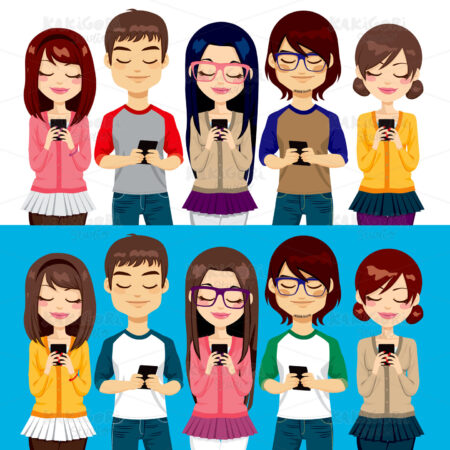 People Using Mobile Phones Clipart Vector Illustration 01488