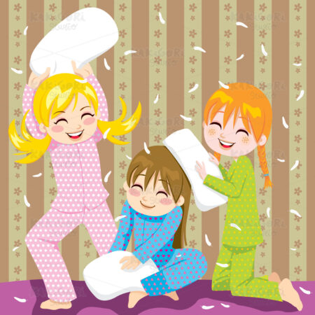 Pillow fight Clipart Vector Illustration 00593
