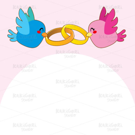 Pink Bird Engagement Rings Clipart Vector Illustration 01056