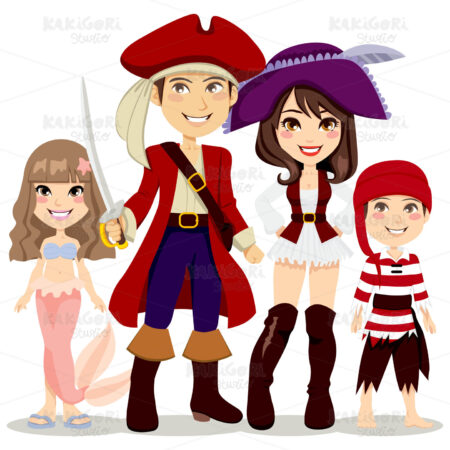Pirate Family Clipart Vector Illustration 00640