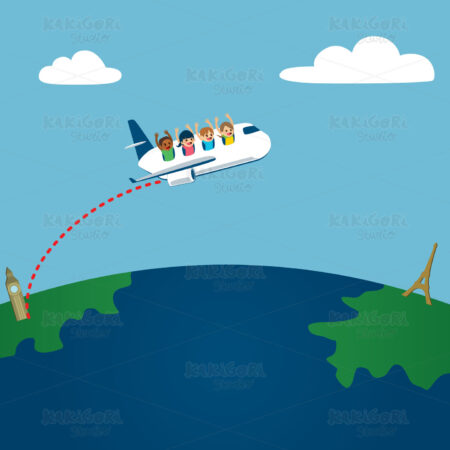 Plane From London To Paris Clipart Vector Illustration 04597
