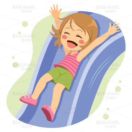 Playground Slide Girl Clipart Vector Illustration 04211