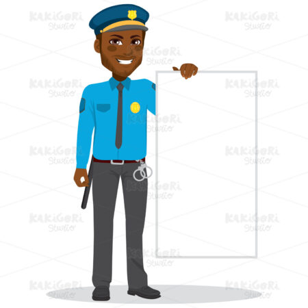 Police Officer Holding White Board Clipart Vector Illustration 03317