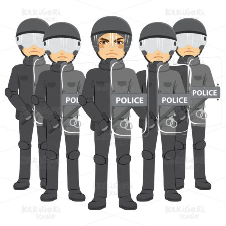 Police Riot Team Clipart Vector Illustration 03222